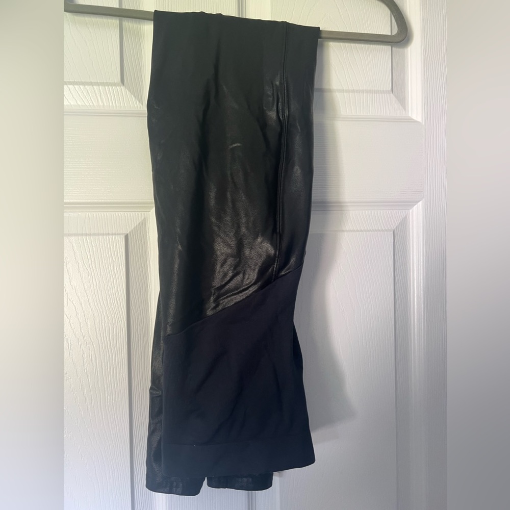 Spanx maternity faux leather leggings
